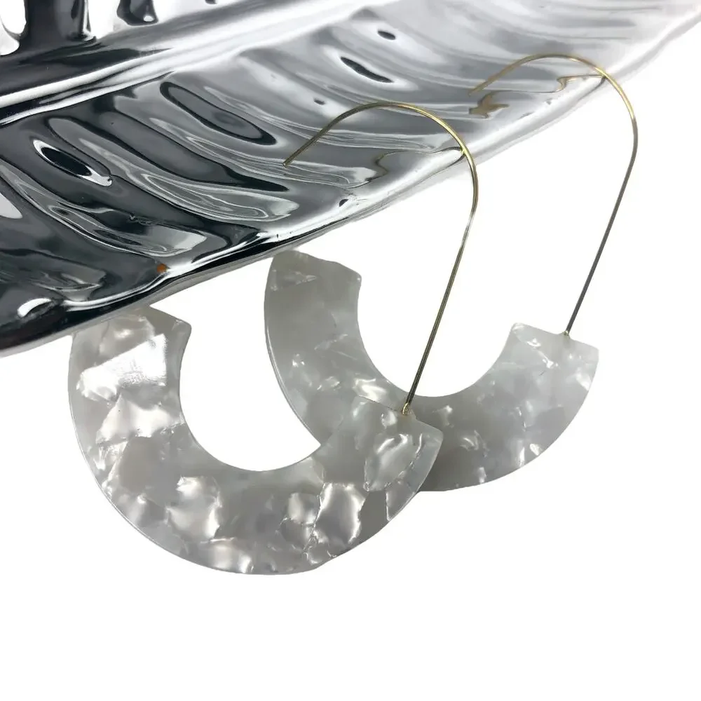 White Resin Drop Earrings